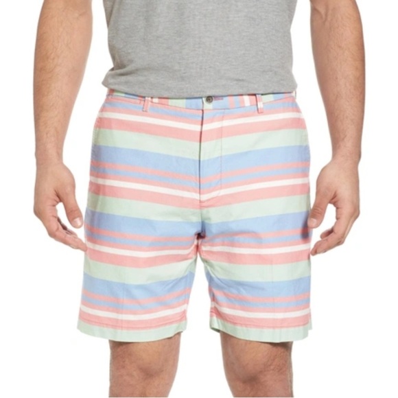 Peter Millar Other - PETER MILLAR Stripe Flat Front Cotton Shorts Men's 34 NEW 539
